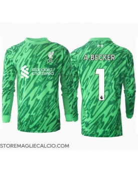 Liverpool Alisson Becker #1 Portiere Maglia Gara Trasferta Repliche 2024-25 Maniche Lunghe